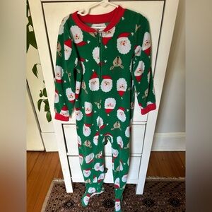 Carter’s Kids Size 6/6A Kids Zip-Up Footie Christmas Pajamas Santa And Reindeer